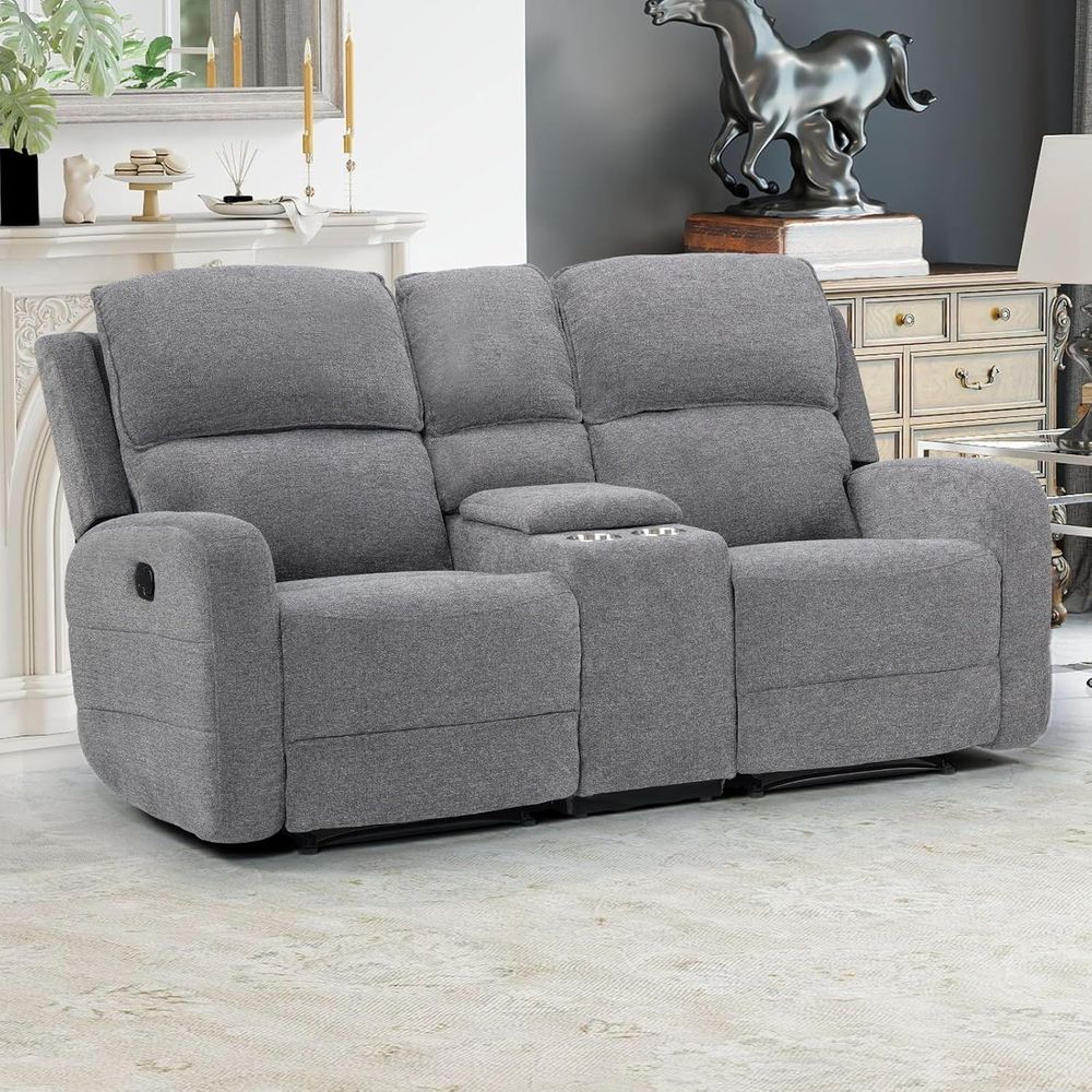 Office Furniture Commercial - ชุดโซฟาปรับเอนได้สำหรับห้องนั่งเล่นแบบแมนนวล, โซฟาผ้าแบบ Loveseat สำหรับห้องประชุม, พนักพิงและที่วางแขนแบบหนาพิเศษ