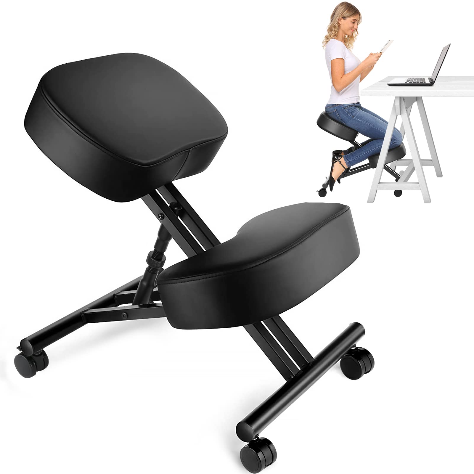 Office Furniture Commercial - เก้าอี้นั่งคุกเข่าตามหลักสรีรศาสตร์สำหรับสำนักงาน เก้าอี้ปรับระดับได้สำหรับบ้านและสำนักงาน - ปรับปรุงท่าทางของคุณด้วยที่นั่งแบบเอียง