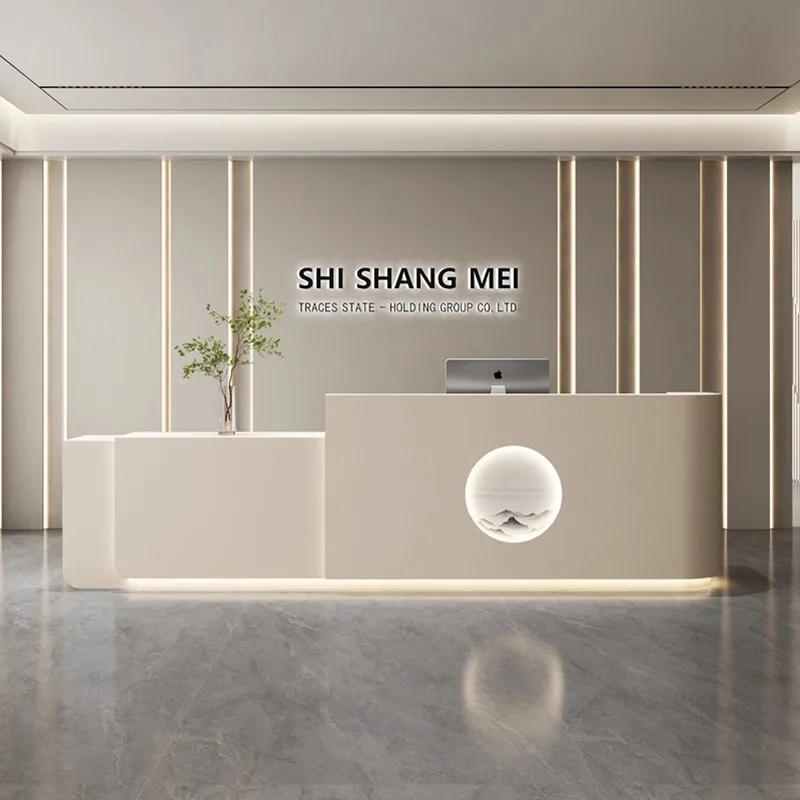 Office Furniture Store - โต๊ะต้อนรับสไตล์นอร์ดิก ครีมสไตล์ โมเดิร์น หรูหรา สำหรับร้านเสื้อผ้า บริษัท
