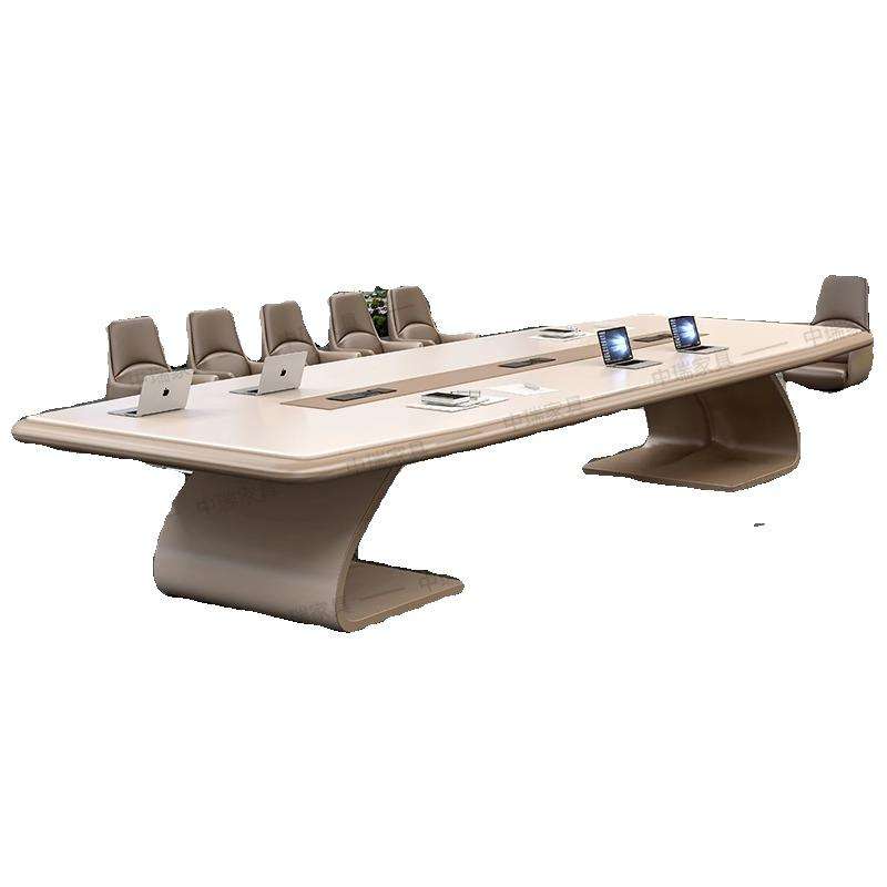 Office Furniture Manufacturers - โต๊ะประชุมทรงวงรีขนาดใหญ่สไตล์โมเดิร์น เฟอร์นิเจอร์สำนักงานทาสี พร้อมวัสดุแผ่นไม้ ผลิตในจีน