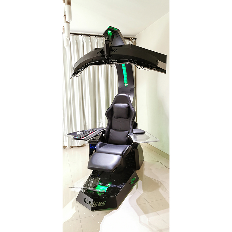 Office Furniture Commercial - เก้าอี้เกมมิ่งปรับเอนได้แบบไร้แรงโน้มถ่วง พร้อมระบบนวดความร้อน วัสดุ PU ดีไซน์แบบรถแข่ง นั่งสบายเหมือนห้องนักบิน