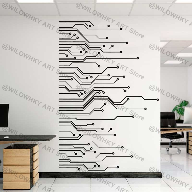 Office Furniture Loft - แผงวงจรวิทยาศาสตร์ห้องเด็กเล่นเทคโนโลยีไวนิลศิลปะบนผนังรูปลอกซอฟต์แวร์โรงเรียนวิทยาศาสตร์คอมพิวเตอร์มันรูปลอกติดผนัง D3ตกแต่งสำนักงาน