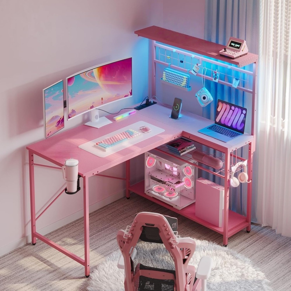 Office Furniture Wholesale - โต๊ะเกมมิ่ง 42 ลิตร โต๊ะคอมพิวเตอร์พร้อมปลั๊กไฟ ไฟ LED