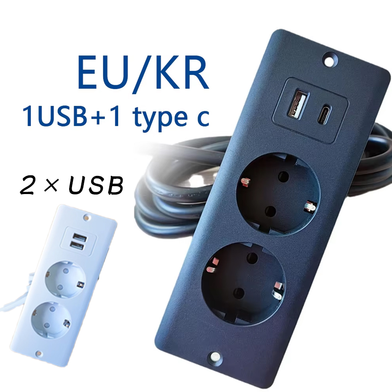 Office Furniture Manufacturers - EU KR ตารางโคมไฟซ็อกเก็ต 2 ช่อง USB