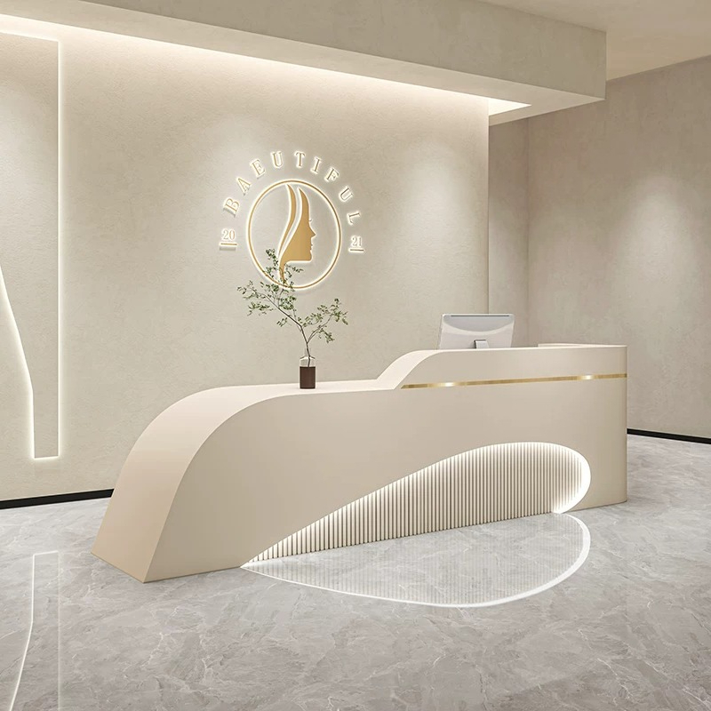 Office Furniture Store - เคาน์เตอร์ต้อนรับร้านเสริมสวยระดับไฮเอนด์สไตล์นอร์ดิก เคาน์เตอร์แคชเชียร์ร้านขายเสื้อผ้าแนวศิลปะสมัยใหม่ เฟอร์นิเจอร์สำนักงานเสริมความงามทางการแพทย์ FYRD