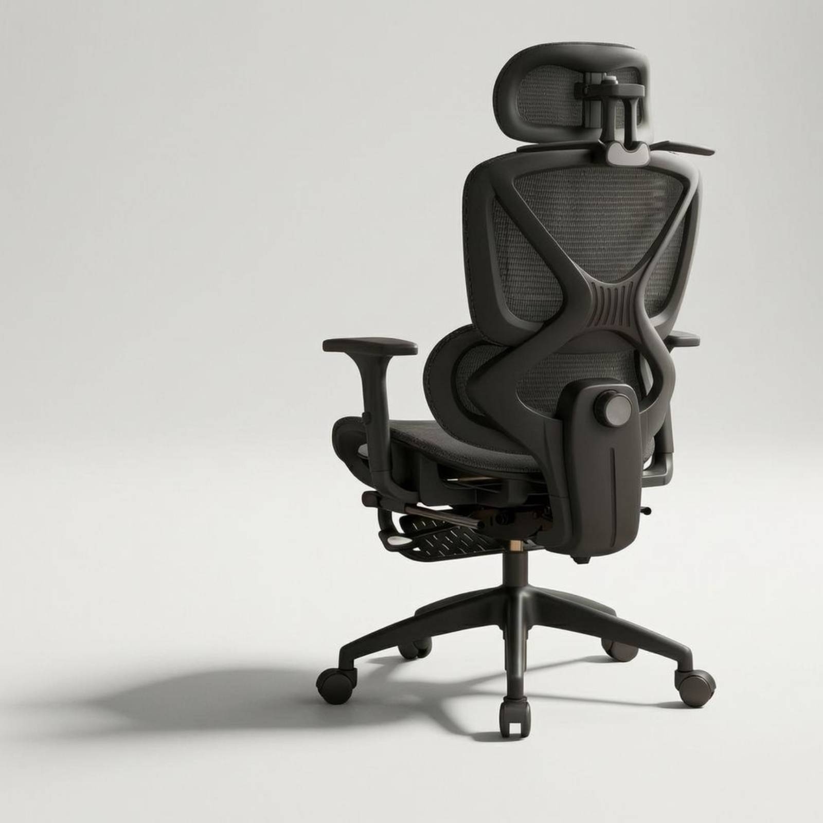 Office Furniture Commercial - เก้าอี้หมุนพนักพิงสูงพร้อมที่วางแขนบุตาข่ายระบายอากาศ ที่รองศีรษะปรับได้ รองรับหลังส่วนล่าง สำหรับสถานีงานสมัยใหม่