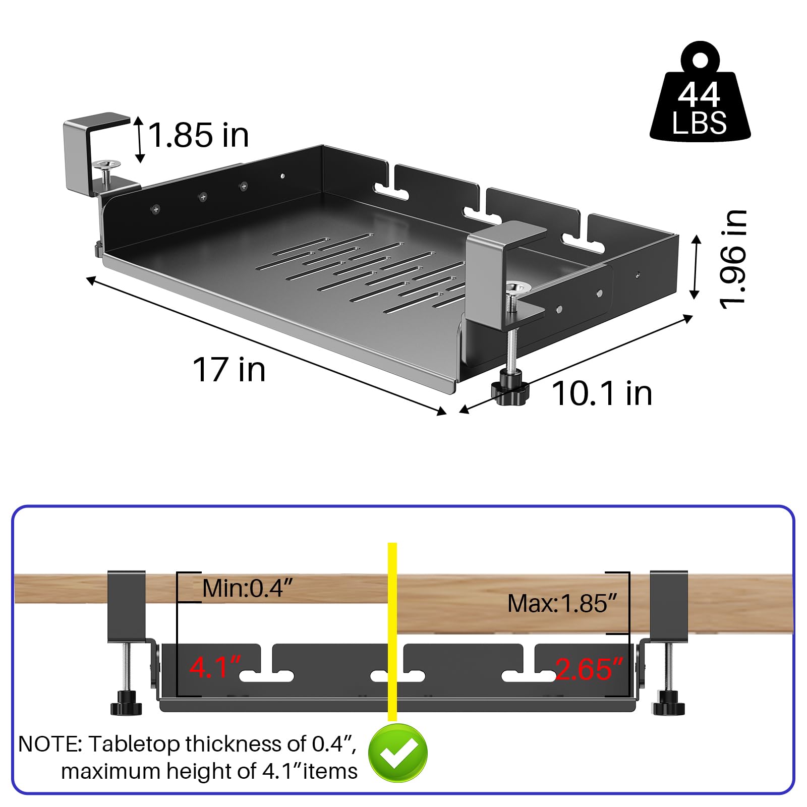 ที่ยึดแล็ปท็อปใต้โต๊ะแบบไม่ต้อ - Cable Tray Under Desk บทวิจารณ์และราคา