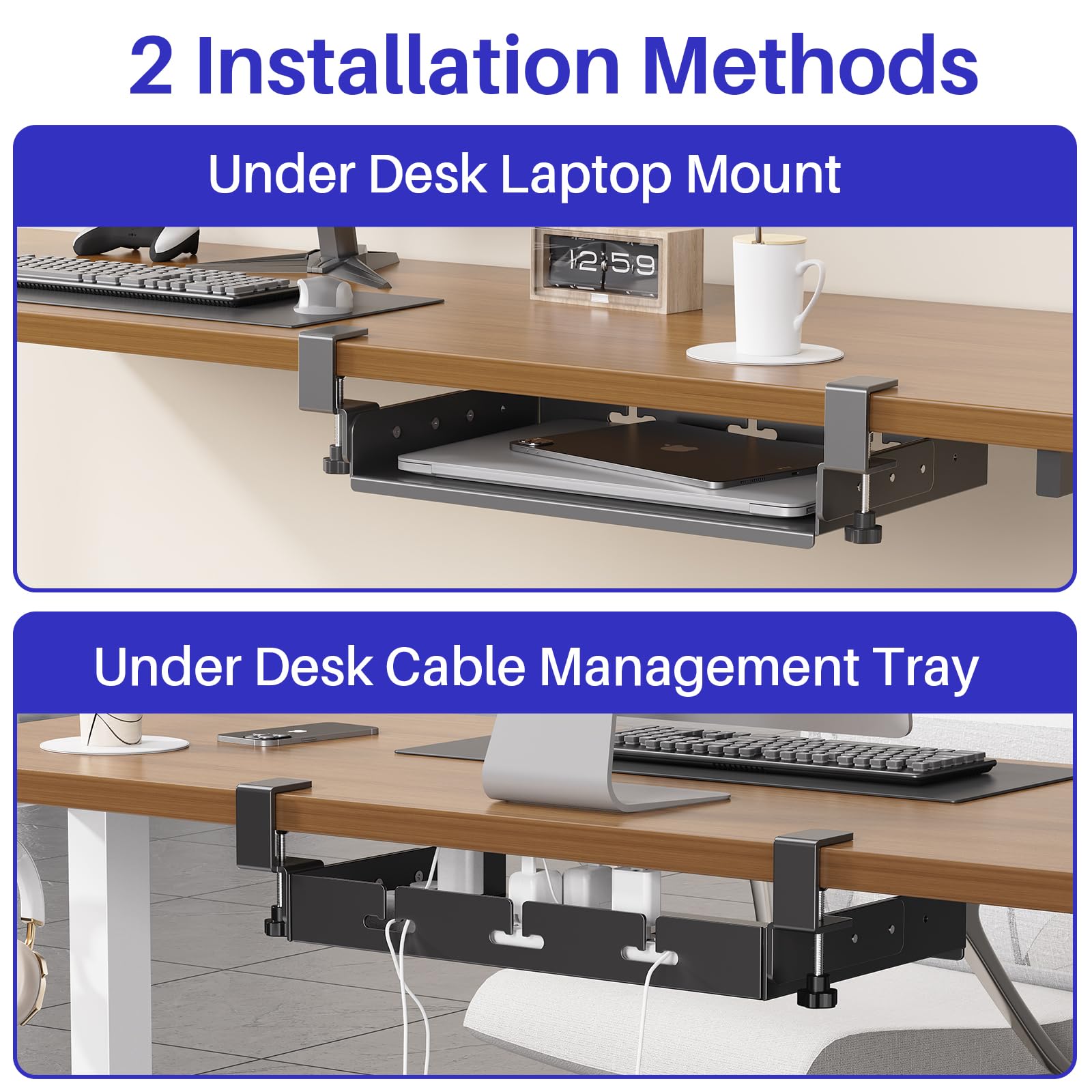 ที่ยึดแล็ปท็อปใต้โต๊ะแบบไม่ต้อ - Cable Tray Under Desk บทวิจารณ์และราคา