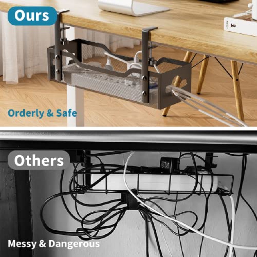 ถาดจัดสายไฟใต้โต๊ะ ไม่ต้องเจาะ - Cable Tray Under Desk บทวิจารณ์และราคา